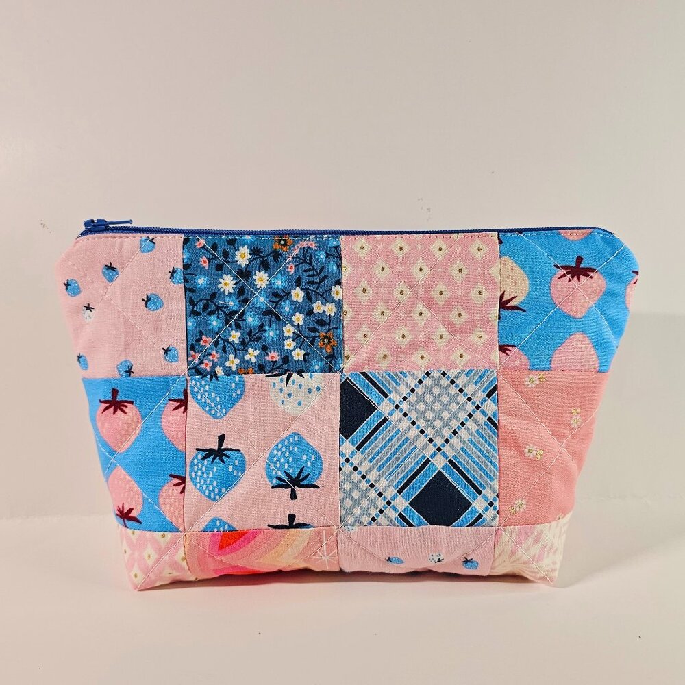 Ruby Star Society Patchwork Zipper Pouch: Handmade Quilted Cosmetic Bag